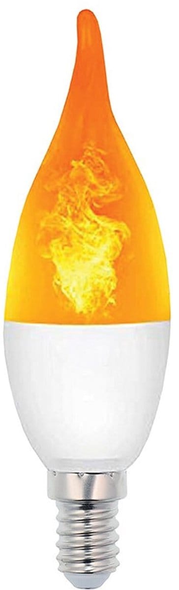 VITO LED Vlam-Effect Kaarslamp E14 - 3W (vervangt 15W) - 120lm - 1400K Amber - 230V - Realistisch Vlamlicht
