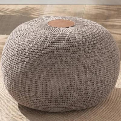 Ronde Gebreide Poef – Multifuntionele Zitkussen voor Woonkamer en Tuin