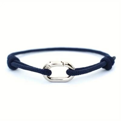 Bovista Armband - Staal - Nep Zilver - Heren - Marineblauw
