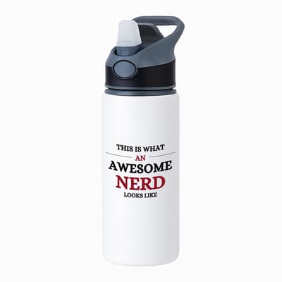 Hacebo® - An awesome nerd waterfles met rietje zwart - Nerd - echte nerds - school - verjaardagscadeau - kado - gift - water fles - 650ML