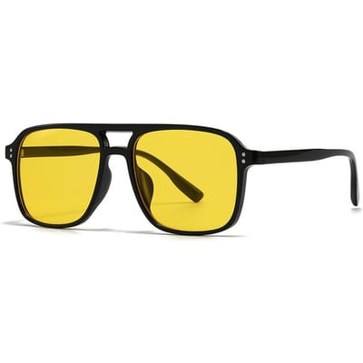 Hoge Kwaliteit Grensoverschrijdende Export Nieuwe Moderne Retro Vierkante Dubbele Brug Zonnebril Ins Stijl Stedelijke Stijl Zonnebril 22003 yellow