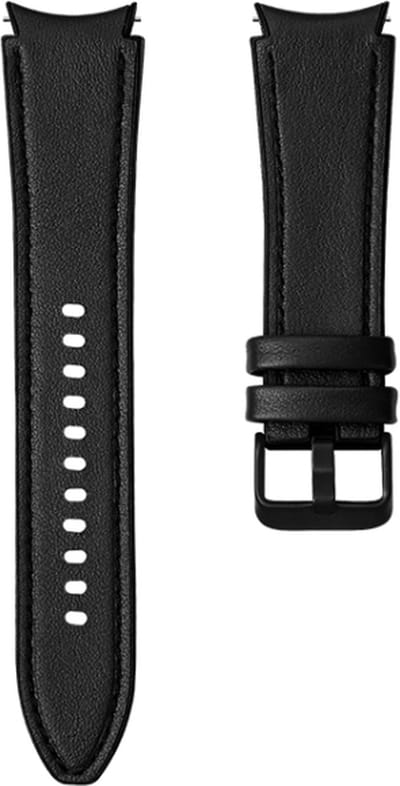 Leren bandje - geschikt voor Samsung Galaxy Watch 7 / Watch FE / Watch 6 / Watch 6 Classic / Watch 5 / Watch 5 Pro / Watch 4 / Watch 4 Classic - zwart