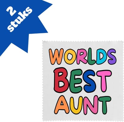 Akyol - world's best aunt brillendoekjes - Tante - beste tante - verjaardagscadeau - cadeau voor tante - gift - kado - 17,8 bij 17,8 cm - 2 stuks