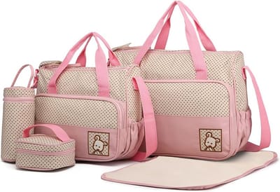 Multifunctionele 5-delige Baby Luiertas Set met Aankleedkussen en Flessenhouder