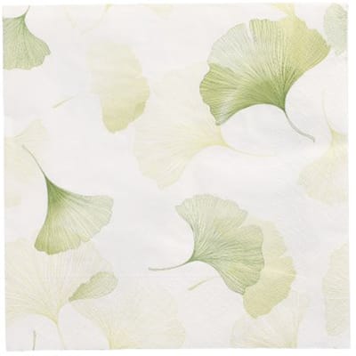 10x 20 Servetten 3-laags 1/4 vouw 33 cm x 33 cm Light Ginko