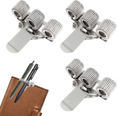 Stainless Steel Penhouders met 3 Gaten - Handige Clip voor Verpleegkundigen en Artsen - Accessoires voor Uniform en Notitieboek, Zilver