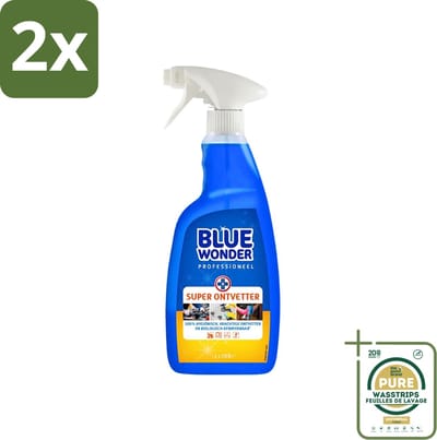 Blue Wonder Professionele Superontvetter Spray 1 liter - Voordeelverpakking - 2 stuks - Keukenreiniger - Badkamerrreiniger
