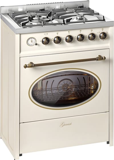 Gurari - gasfornuis - 60 cm - elektrische oven - E 614 Cr - crème -4 kW WOK - aardgas & propaan (fl.gas)
