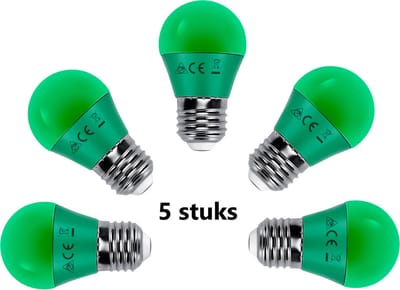 G45 kogellamp 5 stuks | E27 LED lamp 4W=30W gloeilamp | groen licht