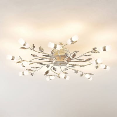 Lindby - LED plafondlamp - 12lichts - IJzer, aluminium - H: 11 cm - brons, wit - Inclusief lichtbronnen