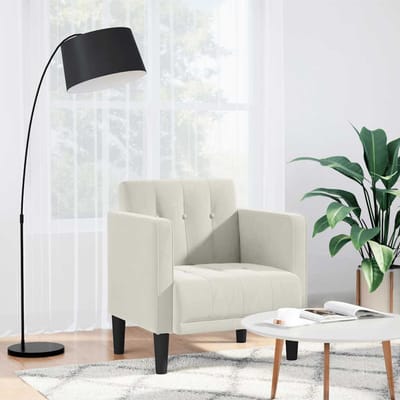 vidaXL - Fauteuil - met - armleuningen - crème - 53 - cm - fluweel
