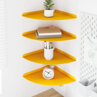 vidaXL - Hoek - Plank - 4 - st - Mosterdgeel - 30 - x - 30 - x - 2 - cm
