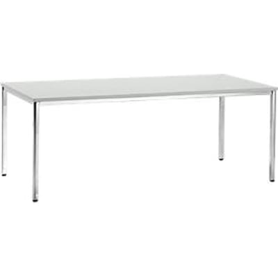 Vergadertafel, tot 6 personen, rechthoekig, 4-poots vierkante buis, B 2000 x D 800 x H 720 mm, lichtgrijs/chroomzilver