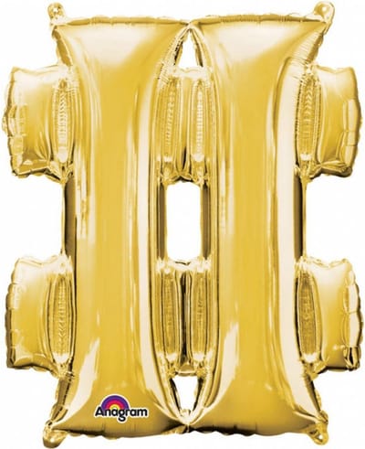 AMSCAN - Goudkleurig hashtag symbool ballon