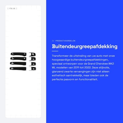 Dailygoods- Buitendeurgreepafdekking Glanzend Zwart - Vervanging voor Grand Cherokee WK2 WL 2011-2022 - Deurgreep - Handgreep - Schadepreventie - Uniek ontwerp
