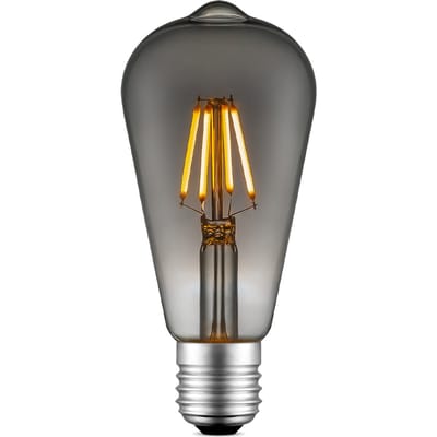 Edison Vintage LED filament lichtbron Drop - Rook - ST64 Deco - Retro LED lamp - 6.4/6.4/14cm - geschikt voor E27 fitting - Dimbaar - 4W 150lm 1800K - warm wit licht