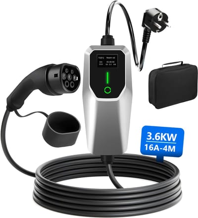 Hexinex - EV Mobiele Thuislader Laadkabel - Type 2 met 3,6 kW 6-16 A 4 m 1-fase-met bestuurbaar digitaal display
