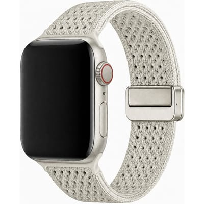123watches bandje Knit - nylon - sterrenlicht - 38 · 40 · 41 & 42 mm - Geschikt voor Apple Watch series 1/2/3/4/5/6/7/8/9/10/11/12/SE/SE2/SE3