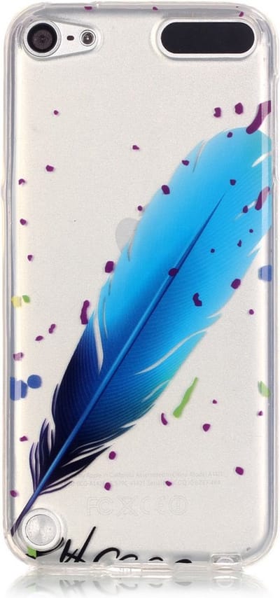 Peachy Doorzichtig hoesje geschikt voor iPod Touch 5 6 7 TPU blauwe veer spikkels