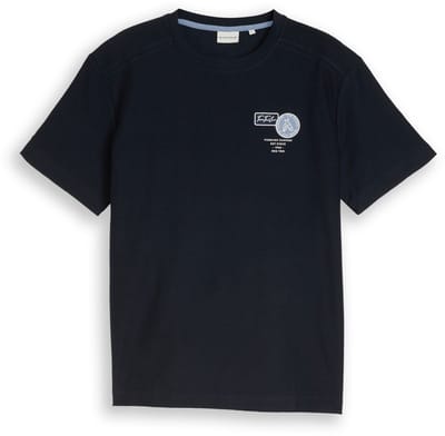 Tom Tailor - T-shirt met borduursel - Maat XXL - sky captain blue