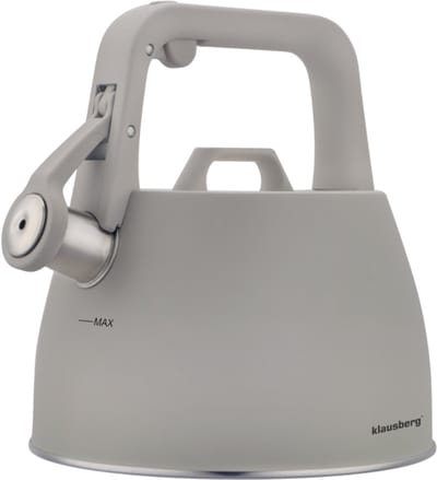 Klausberg 7916 - Fluitketel met fluit - 2.5 liter - RVS - Grijs