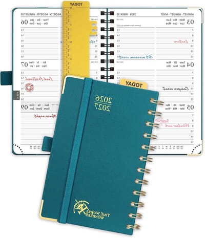 Agenda Pocket - Weekplanner 2026 2027 - Schoolrooster Plannen - 17 Maanden Overzicht - 16 x 105 cm - Pacificgroen