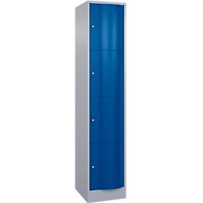 C+P lockerkast Resisto, 1 vak, 4 vakken, B 396 x D 540 x H 1950 mm, blank aluminium/ gentiaanblauw