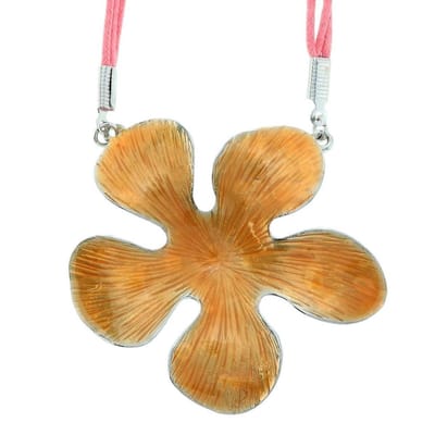 Behave - Roze ketting met oranje bloemhanger - Nikkelvrij - Modeketting 40 cm