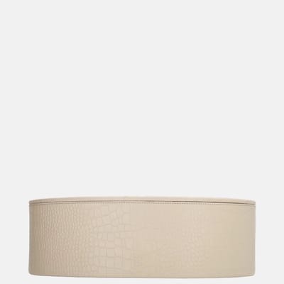 Chamada Fleur leren opbergbox ovaal croco large beige