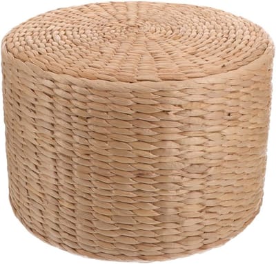 Woven Stool Boho Kleine Poef voor de Tuin, Ronde Voetensteun en Schoenenwissel voor Woonkamer en Slaapkamer