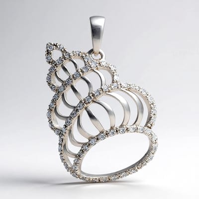 Cavill - Zilveren Hanger - 925 Sterling Zilver - 63 Cambodjaanse Zirkonen 0,45 ct - Spiraalvormig Design Pavé Zetting - Elegant Zilveren Sieraad