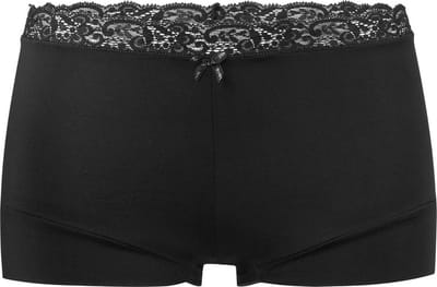 Kanten boxershort dames 38832 - Dames onderbroek - kanten ondergoed -badstof kruisje - wit en zwart - Zwart / S
