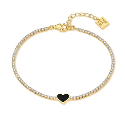 Twice As Nice Armband in zilver, hartje met zirkonia Goudkleurig 16cm+3cm