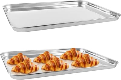 Set van 2 Ronde Roestvrijstalen Bakplaten voor Taarten en Koekjes met Koelrooster, Ideaal voor Bakken en Ovengebruik