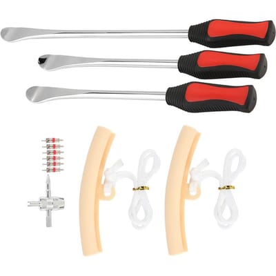 14.5+11.5 pouces Moto Pneus Cuillères Levier Fer Protecteur Jante de Roue Kit d'Outils pour Valve blanc