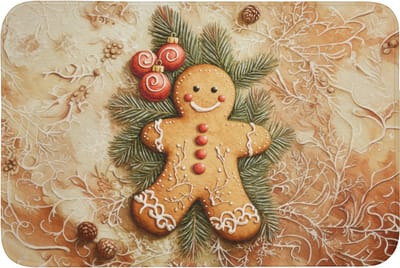 Badmat 90x60 cm - Antislip - Kerstmis - Koekje - Poppetje - Speculaas - Badmatten voor badkamer - Badkamermat - Douchemat - Badkamer mat