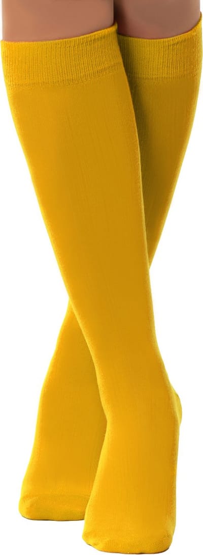 Partychimp Voordeelverpakking 6 pack Kniekousen Dames Carnaval Carnavalskleding Dames Carnaval Accessoires Verkleedkleren Volwassenen - Geel - Katoen/Polyamide/Elastaan - One-Size - 6 pack