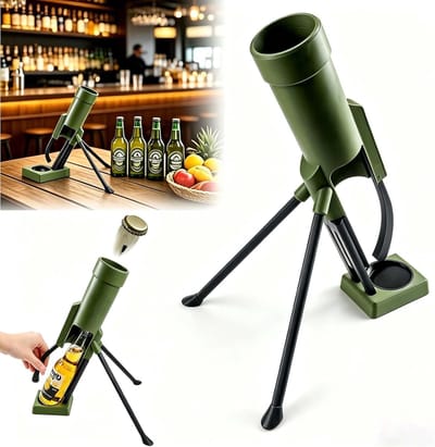 Mortier Flesopener, 51mm Militaire Heavy-Duty Dop Launcher, Handsfree Druk-naar-beneden Opener voor Bier, Uniek Leger Bureau Decor, Cadeau voor Papa, Mannen, Thuisbar Accessoire