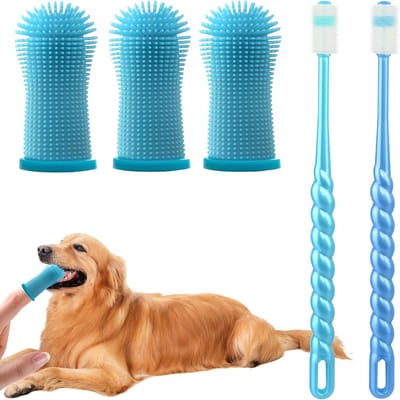 Famanu – Hondentandenborstel voor honden en katten - antislip dubbele kop - nieuwe tandverzorging voor kleine en middelgrote honden