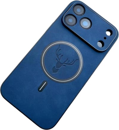 Luxe Telefoonhoesje – Geschikt voor iPhone 17, Kunstleren Case met Magnetische Draadloze Oplading, Volledige Bescherming, Slank Design & Dagelijks Gebruik-Blauw