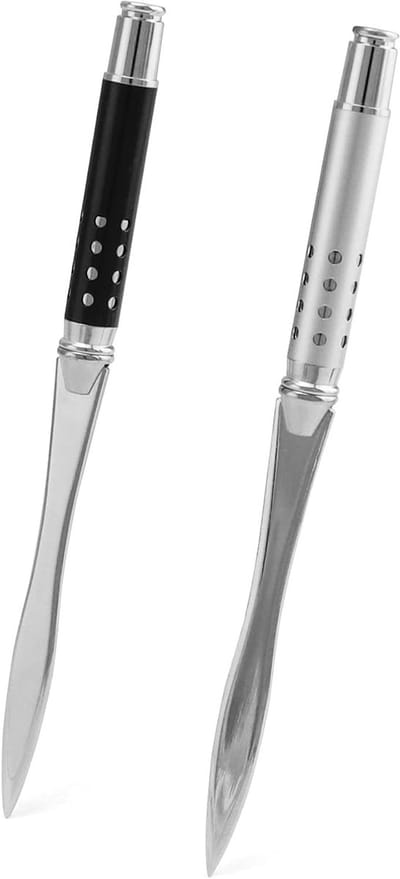 2-delige Zwaardbriefopener van 16 cm - Gemakkelijk Post en Pakketten Openen, Zilver en Zwart, Perfect voor Thuis en Kantoor