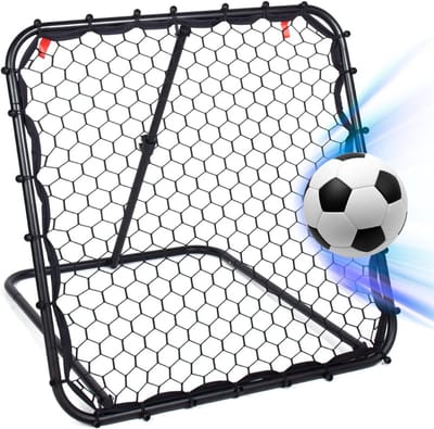 Zyrex® Verstelbare Voetbal Rebounder 84 x 84 cm – Opvouwbaar en Geschikt voor Kinderen en Tieners - Zwart - 84cm x 84cm x 84cm