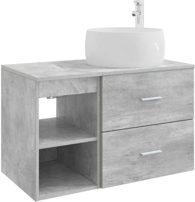 vidaXL - Badkamermeubel - Set - 2 - st - Betongrijs - Bewerkt - hout