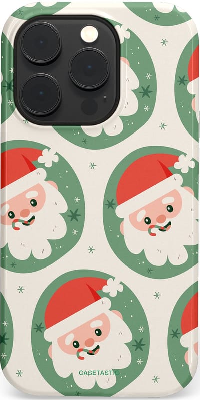 Casetastic hoesje geschikt voor Apple iPhone 14 Pro - MagSafe - Dubbellaagse bescherming - Zuurstok Groen Witte Kerstman - Fashion Case - Wit Saliegroen Crème Terracotta