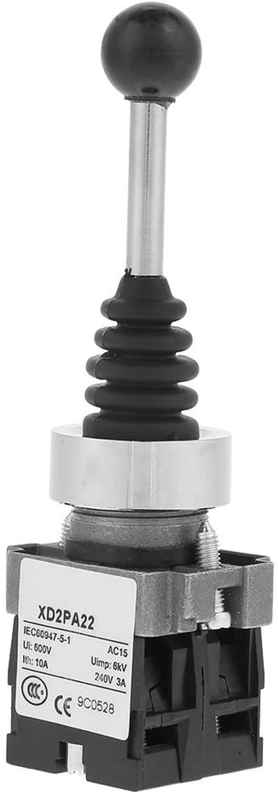 Dailygoody - Joystick Moment Switch - 2NO - Duurzaam en Betrouwbaar - 22mm - Schakelaar met Veerretour - Perfect voor Panelen - 10 Amps