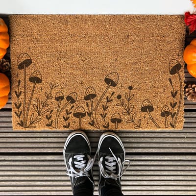 Mushrooms | 90x60 cm | Nieuwe huis cadeau | Ingangsmat | Deurmat met stijl | Verhuizing cadeau | Praktisch & trendy | Perfect voor binnenkomst | Cadeau voor nieuwe woning