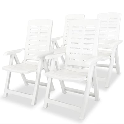 vidaXL - Verstelbare - klapstoelen, - 4 - stuks, - wit - plastic