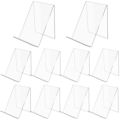 10 stuks Acryl Boeksteun Boekhouder Prospektsteun Boekstandaard Acrylstandaard 13 x 11,5 x 10 cm Transparant Warendrager Warensteun Schuine steun Prospekthouder