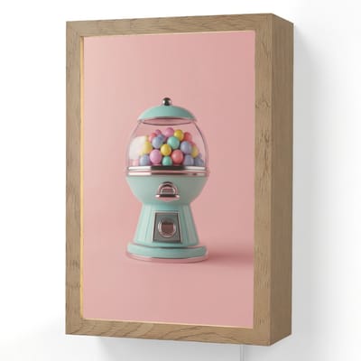 Wandlamp 20x30 cm - Oplaadbaar - Kauwgom - Retro - Snoep - Roze - Wandlampen binnen woonkamer - Slaapkamer lamp met kabel - Decoratieve nachtlamp - Vloerlamp snoer