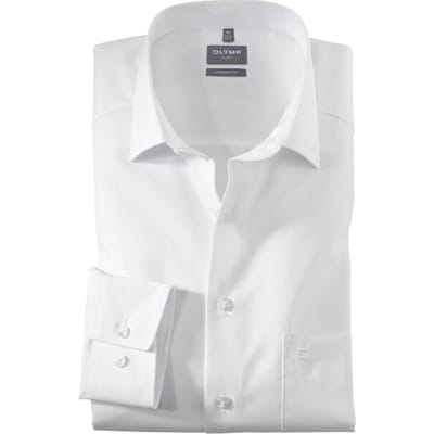 OLYMP Luxor comfort fit overhemd - mouwlengte 7 - wit - Strijkvrij - Boordmaat: 44